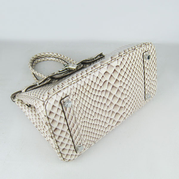Replica Hermes Birkin 30CM Fish Veins Leather Bag Cream 6088 On Sale - Click Image to Close